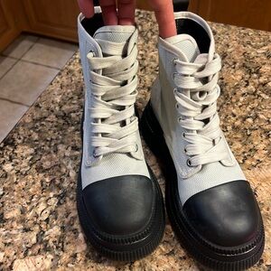 Ganni Creepers Creepers Textile Black & Egret Ankle Boots size 39
